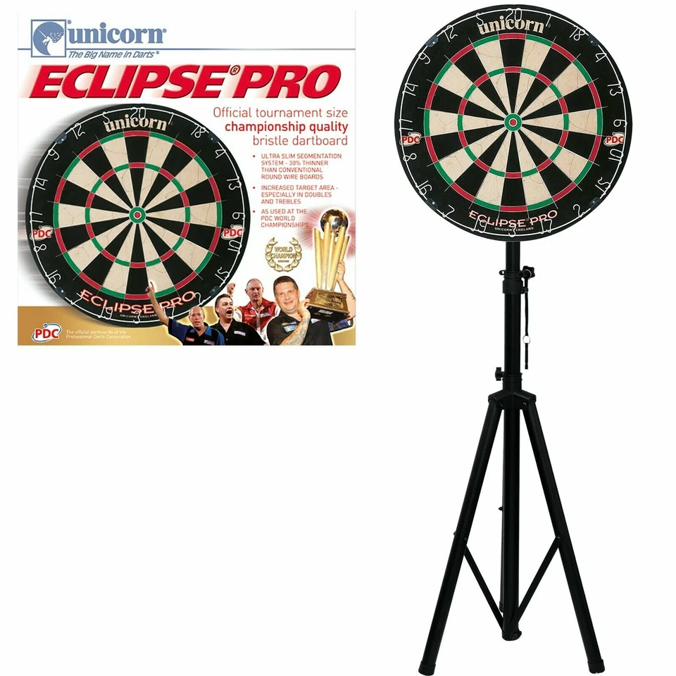 Darts Travel Stand Tripod Board Holder + Unicorn Eclipse Pro 1 PDC Dartboard - Image 1 of 1
