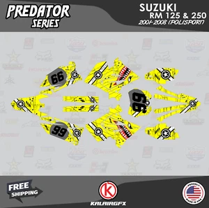 Graphics Kit for SUZUKI RM125 250 2001-08 POLISPORT RESTYLE PREDATOR-yellow - Picture 1 of 6