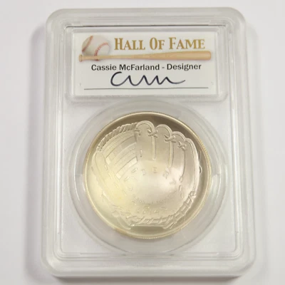 2014 P PCGS PR70 DCAM - SILVER Baseball Hall of Fame Comm Dollar $1 Coin #47843A - Image 1 of 2