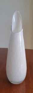 Vintage Solvehyttan White Art Glass MCM Controlled Bubbles Vase - Picture 1 of 6