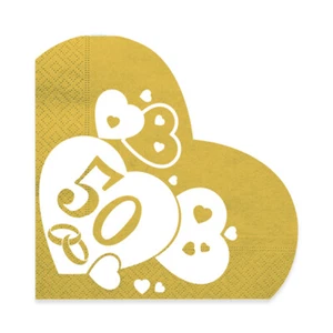 TOVAGLIOLI CUORE 50 ANNI MATRIMONIO NOZZE D'ORO CM 33X33 CF. 20 PZ FESTE E PARTY - Foto 1 di 1