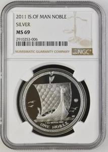 2011 Isle Of Man SILVER NOBLE MS69 - Picture 1 of 5