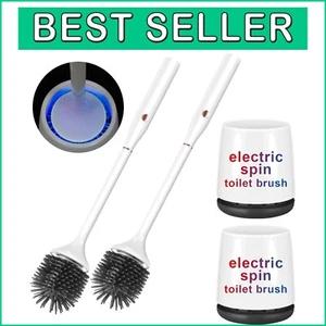 High-Speed Rotating Electric Toilet Brush with Removable Silicone Head & Holder - Picture 1 of 9