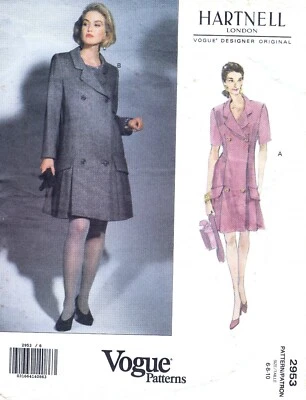 Vogue 2953  90s Hartnell of London pattern sizes 6-10 dress pleated flounce - Image 1 of 2