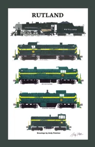 Póster Rutland Locomotoras 11""x17"" en 12"" x 18"" estera firmada por Andy Fletcher - Imagen 1 de 1