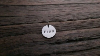 Personalised Hand Stamped Name Charm Pendant 12mm Disc with Jump Ring - Image 1 of 4