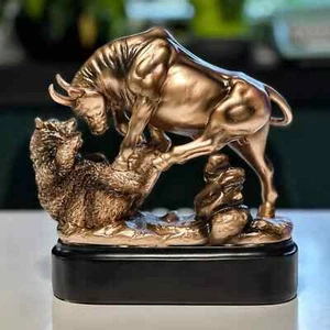 Stier Und Bär Skulptur Statue Figurine. Bull Markt Figurine. Bear Markt Figurine - Bild 1 von 8