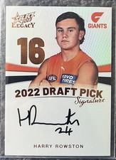2023 AFL Select Legacy Harry Rowston Draft Pick Signature RC DPSC16 035/175