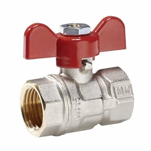 Válvula de bola, válvula de cierre conexión de latón con IG y mango de ala, 1/2" - 3/4" - Imagen 1 de 5