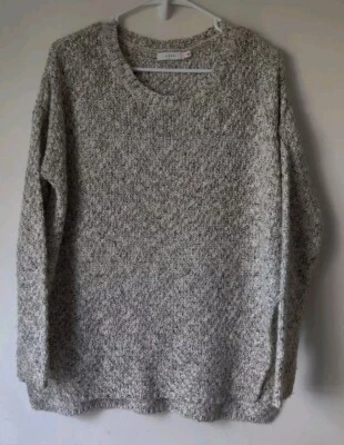 Lush Sweater Womens Knit Long Sleeve Crew Neck Cream/Black/Gray Size Small/Med - Image 1 of 4