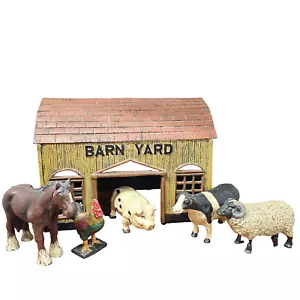 6 pezzi vintage ghisa stock fattoria fienile animale mucca cavallo pecora maiale gallo *pesante - Foto 1 di 9