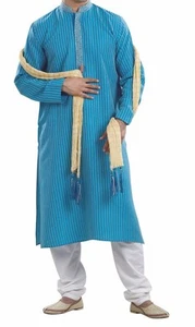Herren bestickt indisch pakistanisch Jacquard Kurta Pyjama und Schal Anzug, Größe XXL - Bild 1 von 2