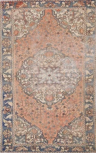 Vintage Muted Rust Distressed Bakhtiari Traditional Hand-knotted Accent Rug 4x7 - Picture 1 of 20