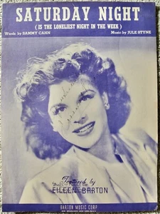 Saturday Night Sheet Music 1944 Pretty Girl Eileen Barton Autograph Hand Signed - Picture 1 of 2