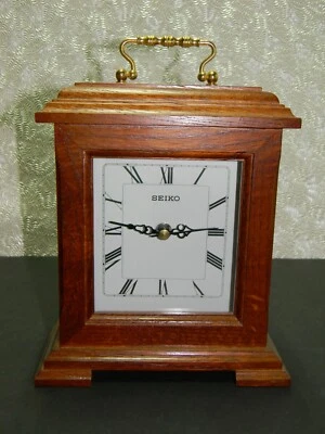 Seiko Wooden Mantel, Desk Or Table Quartz Clock QXG337BLH - Image 1 of 4