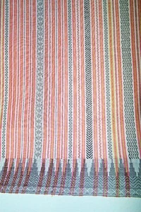 Kanjeevaram Cotton Saree Sari South India Red Blouse Kora Off-White Black NEW - Picture 1 of 12