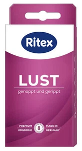 Condón Ritex Lust 8, genoppt und gerippt, vegano, hecho en Alemania, condón - Imagen 1 de 1