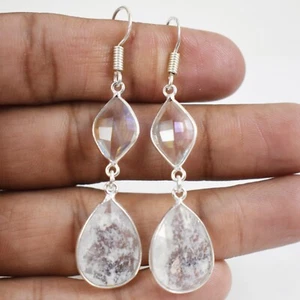 Handmade Sterling Silver Moonstone Pear Shape silver/Gold/Rose Plated Earrings - Picture 1 of 11