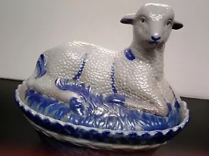Rare Vintage Eldreth Lamb On Dish Base 2002 Unsual 10"×7"×9.5"high - Picture 1 of 13