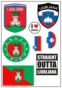 Ljubljana Slowenien Aufkleber Karte Sticker-Bogen Stadt Auto Fahne Flagge - Bild 1 von 4
