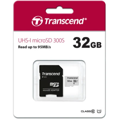 Transcend MicroSD SDHC 32GB Memory + Adapter for LG V7, L9, G3, V40, G Stylo 2 - Image 1 of 3