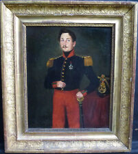 Portrait d'Homme Officier d'Epoque Louis Philippe H/T du XIXème siècle