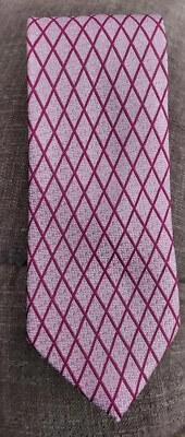 Corbata de seda para hombre Bruno Marchesi rosa rojo diamantes geométricos hecha a mano  Foto 1 de 4
