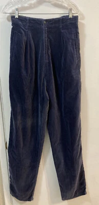 Pantalones de terciopelo SIGRID OLSEN ESSENTIALS azul/gris plisados bolsillos elásticos en la cintura 14 Foto 1 de 4