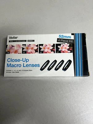 Vivitar 52mm 4-Piece Close-Up Macro Lenses +1/+2/+4/+10 Diopter Filters w/ Case - Image 1 of 4