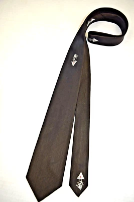 Neck Tie VTG Dacron Polyester 50s Deep Green Brown Dragon Triangle 53" x 2.75" - Image 1 of 4