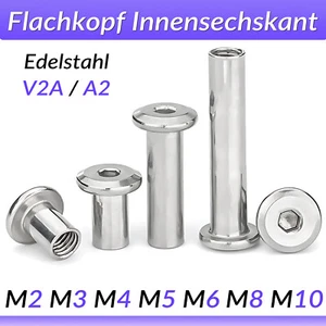 M2 M3 - M10 Hülsenmuttern mit Innensechskant Muttern Edelstahl A2 Gewindemuffen - Bild 1 von 144
