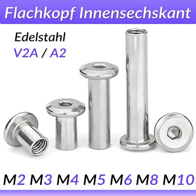 M2 M3 - M10 Hülsenmuttern mit Innensechskant Muttern Edelstahl A2 Gewindemuffen - Bild 1 von 4