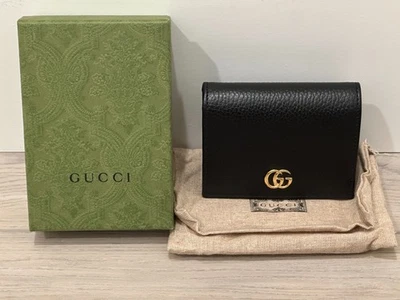 Cartera Gucci Cuero Negro GG Marmont Tarjetero (Hecha en Italia) Foto 1 de 4