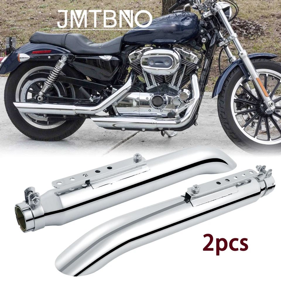 Silenciador silenciador escape entrada 1,5"-2" largo 20" para Harley Sportster 1200 883 Foto 1 de 4