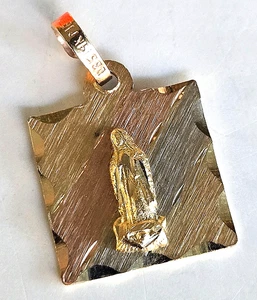 14K Gold dreifarbig Mexiko Jungfrau Maria Dame Guadalupe Medaille Anhänger 13/16" 1,62gr - Bild 1 von 8