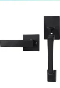 Azdele - Matte Black Front Door Handle Set with Reversible Lever - New! - Picture 1 of 10