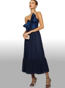 NWT Hutch Bow Tie MIDI Dress Sz 14 Anthropologie Party Dress Blue - Picture 1 of 7