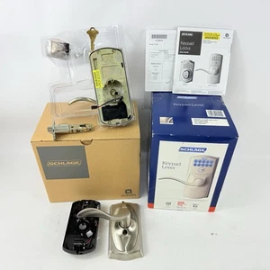 Schlage FE595 V CAM 619 ACC Camelot Satin Nickel Keypad Lever Door Lock NEW OBOX - Picture 1 of 18