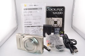 NEAR MINT Nikon COOLPIX S8200 Digital Camera silver LCD yellowing Tested Works - Picture 1 of 13