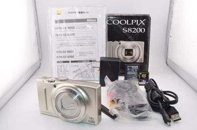 NEAR MINT Nikon COOLPIX S8200 Digital Camera silver LCD yellowing Tested Works - Image 1 of 4