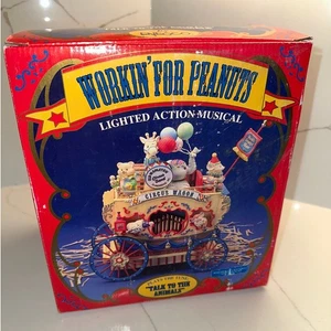 NEU Enesco Workin' For Peanuts beleuchteter Action Musical Zirkuswagen Vintage 1992 - Bild 1 von 6