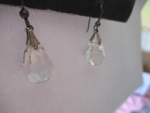 Echte antike Kristall Ohrhänger Sterling Silber Haken - Bild 1 von 4