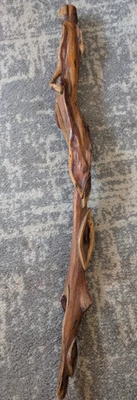 Bastón antiguo diamante sauce, tallado a mano aprox 34" de largo vintage Foto 1 de 4