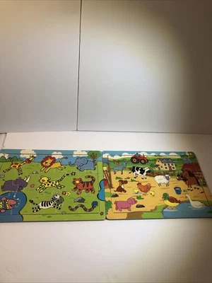 Rompecabezas preescolares 15 piezas animales de zoológico y animales de granero 2 rompecabezas usados Foto 1 de 2