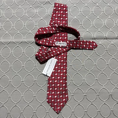 Vineyard Vines Brown Rugby 50 Years Tie Mens Red Shield Silk Limited Edition - Изображение 1 из 3