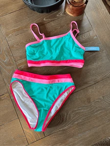 Costume da bagno bikini Popvil 2 pezzi colore verde acqua/rosa taglia small nuovo con etichetta - Foto 1 di 8