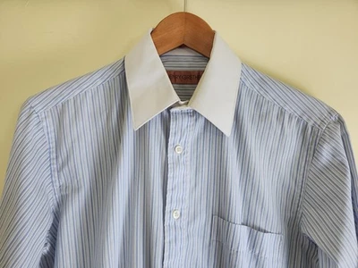 Henry Greth регулярный крой Мужская рубашка w/тонкий синий и белый полосы, размер 15 - Изображение 1 из 4