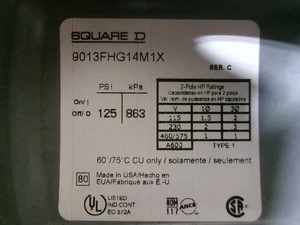 Interruptor de presión Square D 9013FHG14J52M1X apagado/automático AK - Imagen 1 de 3