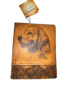 Kurtz Art signed Golden Retriever Engraved Wall Plaque Cast Stone - Picture 1 of 10