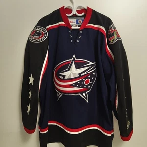 Auténtica camiseta de colección Columbus azul para hombre X-grande CCM alternativa tercera NHL - Imagen 1 de 9